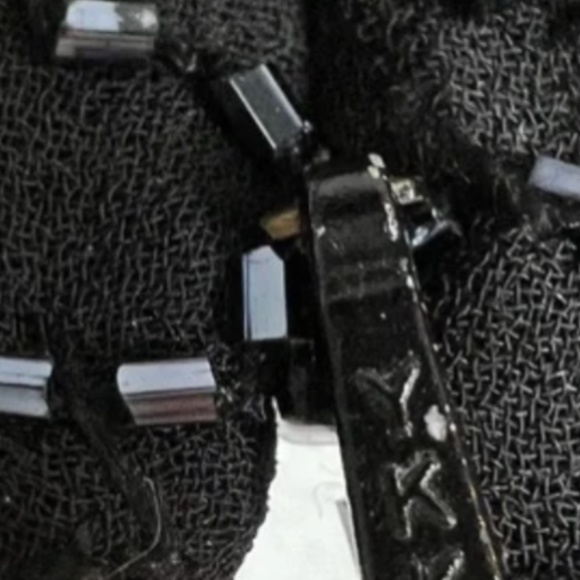 5. Vintage 90s black chiffon flutter sleeve beaded top XL - Picture 8 of 11